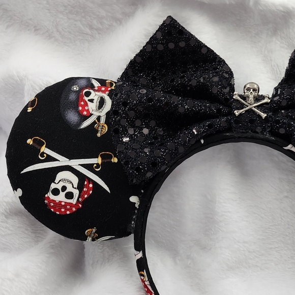 Disney PIRATE Minnie Mouse EARS w/Rhinestones & Faux Pearls • Adult • Clean - Picture 4 of 9